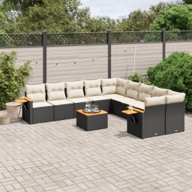 11-teiliges Gartensofa-Set und schwarze synthetische Rattankissen von , Gartensets - Ref: Foro24-3227197, Preis: 723,99 €, Ra...