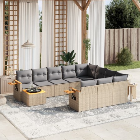 11-piece garden sofa set with beige synthetic rattan cushions by , Garden sets - Ref: Foro24-3227207, Price: 759,29 €, Discou...