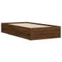 Oak brown engineered wood bed with drawers 90x200 cm by , Beds and slatted bases - Ref: Foro24-3207300, Price: 150,89 €, Disc...