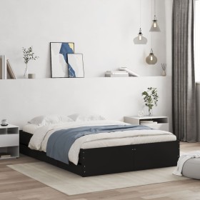 Cama con cajones madera de ingeniería negro 135x190 cm de , Camas y somieres - Ref: Foro24-3207309, Precio: 169,62 €, Descuen...