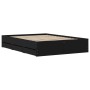 Black engineered wood bed with drawers 135x190 cm by , Beds and slatted bases - Ref: Foro24-3207309, Price: 169,42 €, Discoun...