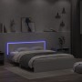 Bed frame with headboard and white LED lights 160x200 cm by , Beds and slatted bases - Ref: Foro24-3207595, Price: 186,30 €, ...