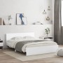 Bed frame with headboard and white LED lights 160x200 cm by , Beds and slatted bases - Ref: Foro24-3207595, Price: 186,30 €, ...