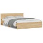 Estructura de cama cabecero y luces LED roble Sonoma 160x200 cm de , Camas y somieres - Ref: Foro24-3207597, Precio: 171,74 €...