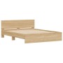 Estructura de cama cabecero y luces LED roble Sonoma 160x200 cm de , Camas y somieres - Ref: Foro24-3207597, Precio: 171,74 €...