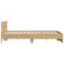 Estructura de cama cabecero y luces LED roble Sonoma 160x200 cm de , Camas y somieres - Ref: Foro24-3207597, Precio: 171,74 €...