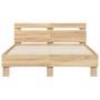 Sonoma oak bed frame with headboard and LED lights 135x190 cm by , Beds and slatted bases - Ref: Foro24-3207569, Price: 143,4...