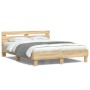 Sonoma oak bed frame with headboard and LED lights 140x190 cm by , Beds and slatted bases - Ref: Foro24-3207562, Price: 155,0...