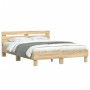 Sonoma oak bed frame with headboard and LED lights 140x190 cm by , Beds and slatted bases - Ref: Foro24-3207562, Price: 155,0...