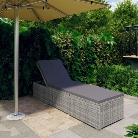 Sonnenliege mit synthetischem Rattankissen grau von vidaXL, Liegen - Ref: Foro24-46220, Preis: 165,24 €, Rabatt: %