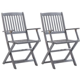 Folding garden chairs, 2 units, solid acacia wood by vidaXL, Garden chairs - Ref: Foro24-46333, Price: 105,51 €, Discount: %