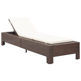 Lounger with brown synthetic rattan cushion by vidaXL, Loungers - Ref: Foro24-46235, Price: 156,99 €, Discount: %