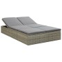 Tumbona convertible con cojín de ratán sintético gris de vidaXL, Camas para exteriores - Ref: Foro24-46244, Precio: 387,99 €,...