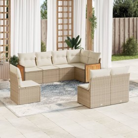 Gartensofa-Set mit beigen Kissen 8 Stück PE-Rattan von , Gartensets - Ref: Foro24-3260126, Preis: 621,99 €, Rabatt: %