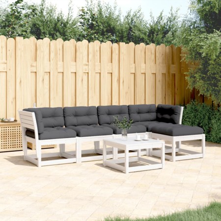 5-teiliges Gartensofa-Set mit Kissen aus massivem weißem Kiefernholz von , Gartensets - Ref: Foro24-3217006, Preis: 546,93 €,...