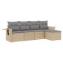 Gartensofa-Set mit Kissen, 5-teilig, beiges synthetisches Rattan von , Gartensets - Ref: Foro24-3252426, Preis: 357,99 €, Rab...