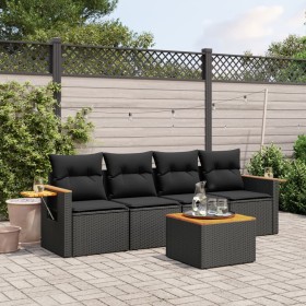 5-teiliges Gartenmöbel-Set und schwarze synthetische Rattankissen von , Gartensets - Ref: Foro24-3259017, Preis: 347,99 €, Ra...