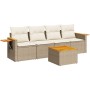 Garden sofa set with cushions 5 pieces beige synthetic rattan by , Garden sets - Ref: Foro24-3259020, Price: 370,10 €, Discou...