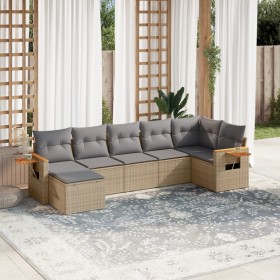 7-teiliges Gartensofa-Set und beigefarbene synthetische Rattankissen von , Gartensets - Ref: Foro24-3259434, Preis: 498,18 €,...