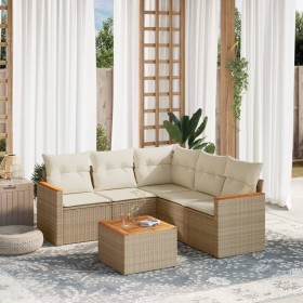 Gartensofa-Set mit Kissen, 6-teilig, beiges synthetisches Rattan von , Gartensets - Ref: Foro24-3258369, Preis: 500,99 €, Rab...