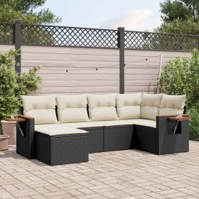 6-teiliges Gartensofa-Set und schwarze synthetische Rattankissen von , Gartensets - Ref: Foro24-3259417, Preis: 414,96 €, Rab...