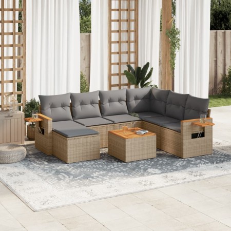 Gartensofa-Set mit beigen Kissen 8 Stück PE-Rattan von , Gartensets - Ref: Foro24-3259455, Preis: 543,44 €, Rabatt: %