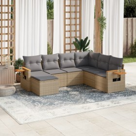 7-teiliges Gartensofa-Set und beigefarbene synthetische Rattankissen von , Gartensets - Ref: Foro24-3259448, Preis: 498,51 €,...