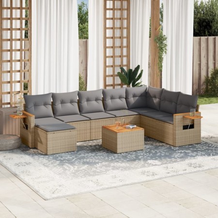 9-teiliges Gartensofa-Set mit beigen synthetischen Rattankissen von , Gartensets - Ref: Foro24-3259497, Preis: 600,66 €, Raba...