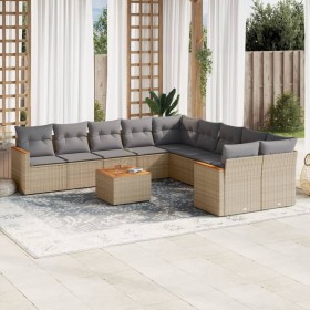 11-teiliges Gartensofa-Set mit beigen synthetischen Rattankissen von , Gartensets - Ref: Foro24-3258762, Preis: 722,99 €, Rab...