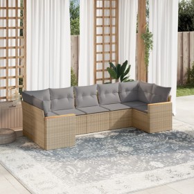 7-teiliges Gartensofa-Set und beigefarbene synthetische Rattankissen von , Gartensets - Ref: Foro24-3258671, Preis: 497,99 €,...