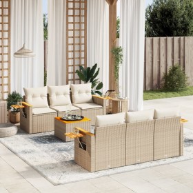 7-teiliges Gartensofa-Set und beigefarbene synthetische Rattankissen von , Gartensets - Ref: Foro24-3259034, Preis: 548,99 €,...