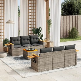 7-piece garden sofa set with gray PE rattan cushions by , Garden sets - Ref: Foro24-3259036, Price: 510,99 €, Discount: %