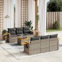 7-piece garden sofa set with gray PE rattan cushions by , Garden sets - Ref: Foro24-3259036, Price: 521,53 €, Discount: %