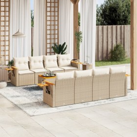 9-teiliges Gartensofa-Set mit beigen synthetischen Rattankissen von , Gartensets - Ref: Foro24-3259062, Preis: 700,87 €, Raba...