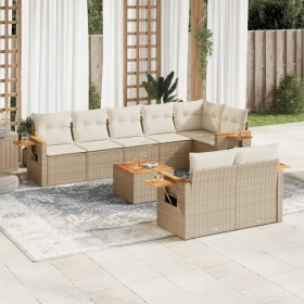 Set de sofás de jardín 9 pzas con cojines ratán sintético beige de , Conjuntos de jardín - Ref: Foro24-3259398, Precio: 697,9...