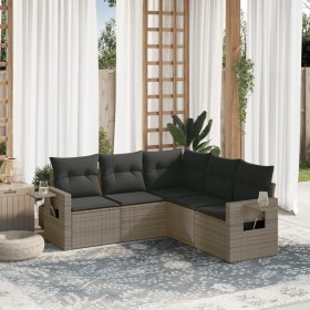 Gartensofa-Set mit Kissen, 5-teilig, graues synthetisches Rattan von , Gartensets - Ref: Foro24-3252487, Preis: 410,40 €, Rab...