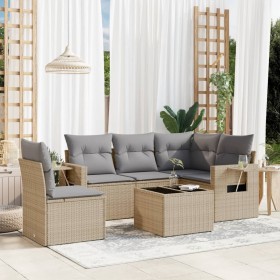 Gartensofa-Set mit Kissen, 6-teilig, beiges synthetisches Rattan von , Gartensets - Ref: Foro24-3252516, Preis: 496,96 €, Rab...