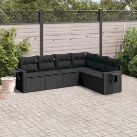 6-teiliges Gartensofa-Set und schwarze synthetische Rattankissen von , Gartensets - Ref: Foro24-3252542, Preis: 465,99 €, Rab...