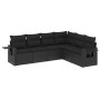 6-teiliges Gartensofa-Set und schwarze synthetische Rattankissen von , Gartensets - Ref: Foro24-3252542, Preis: 465,02 €, Rab...