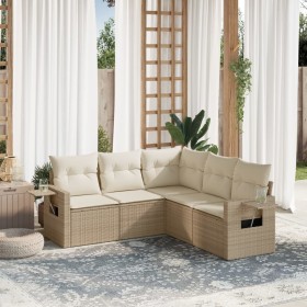 Gartensofa-Set mit Kissen, 5-teilig, beiges synthetisches Rattan von , Gartensets - Ref: Foro24-3252485, Preis: 476,45 €, Rab...