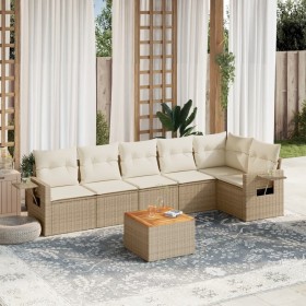 7-teiliges Gartensofa-Set und beigefarbene synthetische Rattankissen von , Gartensets - Ref: Foro24-3256905, Preis: 532,59 €,...