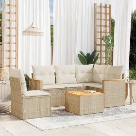 Gartensofa-Set mit Kissen, 6-teilig, beiges synthetisches Rattan von , Gartensets - Ref: Foro24-3258383, Preis: 504,36 €, Rab...