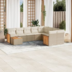 Gartensofa-Set mit beigen Kissen, 10-teilig, synthetisches Rattan von , Gartensets - Ref: Foro24-3260399, Preis: 813,99 €, Ra...