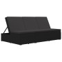 Tumbona convertible con cojín de ratán sintético negro de vidaXL, Camas para exteriores - Ref: Foro24-46245, Precio: 278,70 €...