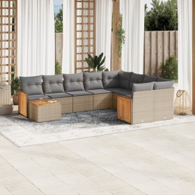 Gartensofa-Set mit beigen Kissen, 10-teilig, synthetisches Rattan von , Gartensets - Ref: Foro24-3260400, Preis: 715,99 €, Ra...