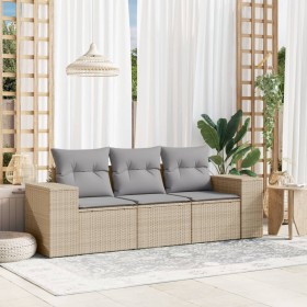 Garden sofa set with beige cushions 3 pieces PE rattan by , Garden sets - Ref: Foro24-3254596, Price: 291,57 €, Discount: %