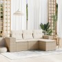 Garden sofa set with cushions 4 pieces beige synthetic rattan by , Garden sets - Ref: Foro24-3254805, Price: 353,37 €, Discou...