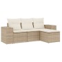 Gartensofa-Set mit Kissen, 4-teilig, beiges synthetisches Rattan von , Gartensets - Ref: Foro24-3254805, Preis: 353,37 €, Rab...