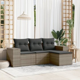 4-piece garden sofa set and gray synthetic rattan cushions by , Garden sets - Ref: Foro24-3254807, Price: 305,03 €, Discount: %