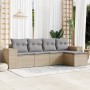 Gartensofa-Set mit Kissen, 5-teilig, beiges synthetisches Rattan von , Gartensets - Ref: Foro24-3254826, Preis: 396,09 €, Rab...